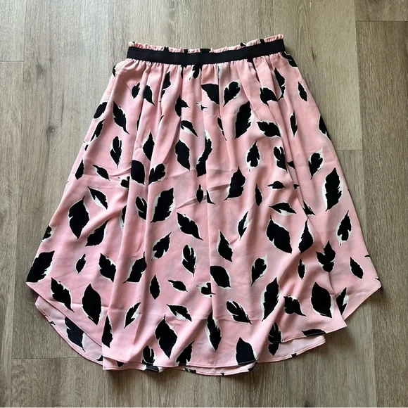 Loft Flowy Pink Floral Midi Skirt - Picture 3 of 5